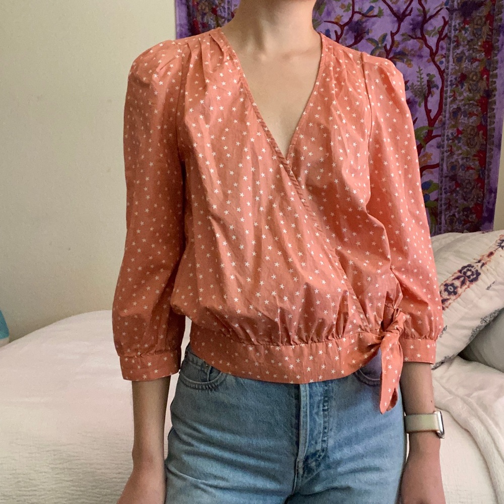 Madewell / Coral star scatter wrap top / XS